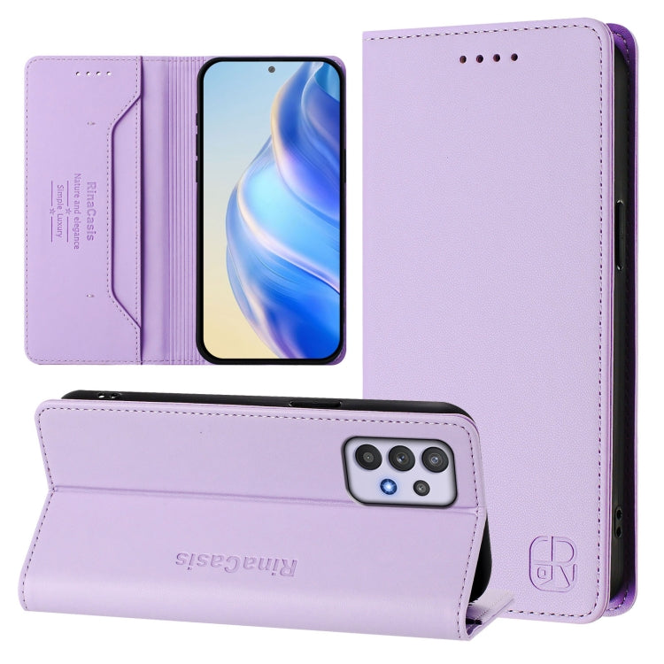 RC01 Custodia per telefono in pelle RFID con ventosa magnetica a doppia piega, For Samsung Galaxy A32 4G, For Samsung Galaxy A02 / M02, For Samsung Galaxy A72 4G / 5G
