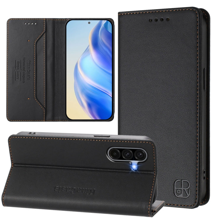 RC01 Custodia per telefono in pelle RFID con ventosa magnetica a doppia piega, For Galaxy A27 5G, For Samsung Galaxy A06 4G / 5G, For Samsung Galaxy A56 5G