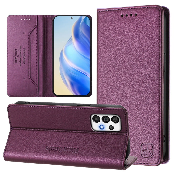RC01 Custodia per telefono in pelle RFID con ventosa magnetica a doppia piega, For Samsung Galaxy A53 5G, For Samsung Galaxy A73 5G, For Samsung Galaxy A33 5G