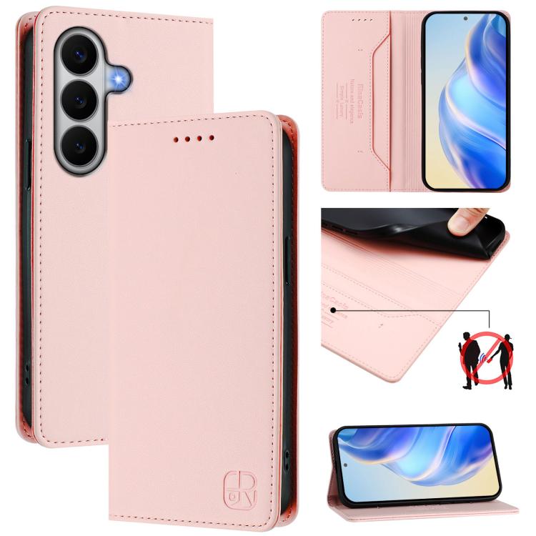 RC01 Custodia per telefono in pelle RFID con ventosa magnetica a doppia piega, For Galaxy A27 5G, For Samsung Galaxy A06 4G / 5G, For Samsung Galaxy A56 5G