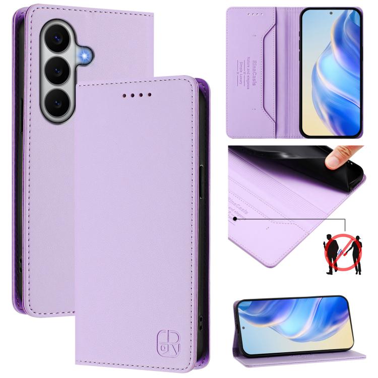 RC01 Custodia per telefono in pelle RFID con ventosa magnetica a doppia piega, For Galaxy A27 5G, For Samsung Galaxy A06 4G / 5G, For Samsung Galaxy A56 5G
