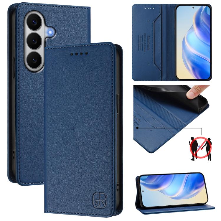 RC01 Custodia per telefono in pelle RFID con ventosa magnetica a doppia piega, For Galaxy A27 5G, For Samsung Galaxy A06 4G / 5G, For Samsung Galaxy A56 5G