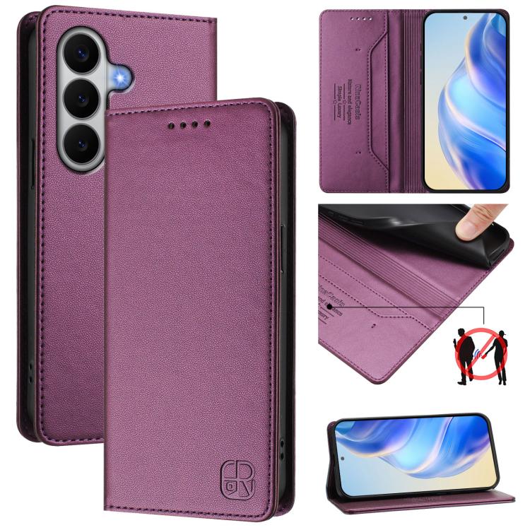 RC01 Custodia per telefono in pelle RFID con ventosa magnetica a doppia piega, For Galaxy A27 5G, For Samsung Galaxy A06 4G / 5G, For Samsung Galaxy A56 5G