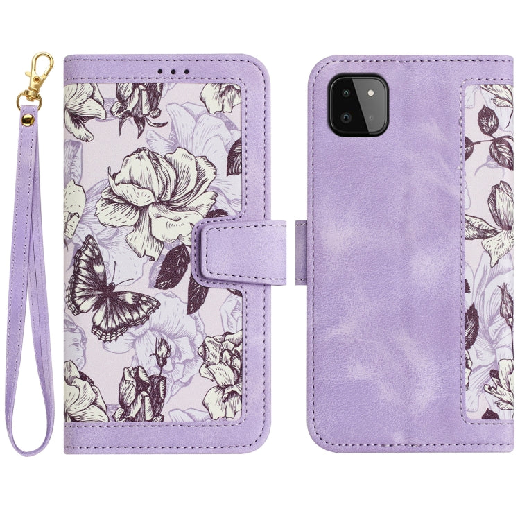 Custodia per telefono in pelle con motivo floreale e cordino, For Samsung Galaxy A33 5G, For Samsung Galaxy A13 5G / 4G, For Samsung Galaxy A22 5G, For Samsung Galaxy A72 5G / 4G