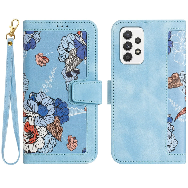 Custodia per telefono in pelle con motivo floreale e cordino, For Samsung Galaxy A33 5G, For Samsung Galaxy A13 5G / 4G, For Samsung Galaxy A22 5G, For Samsung Galaxy A72 5G / 4G