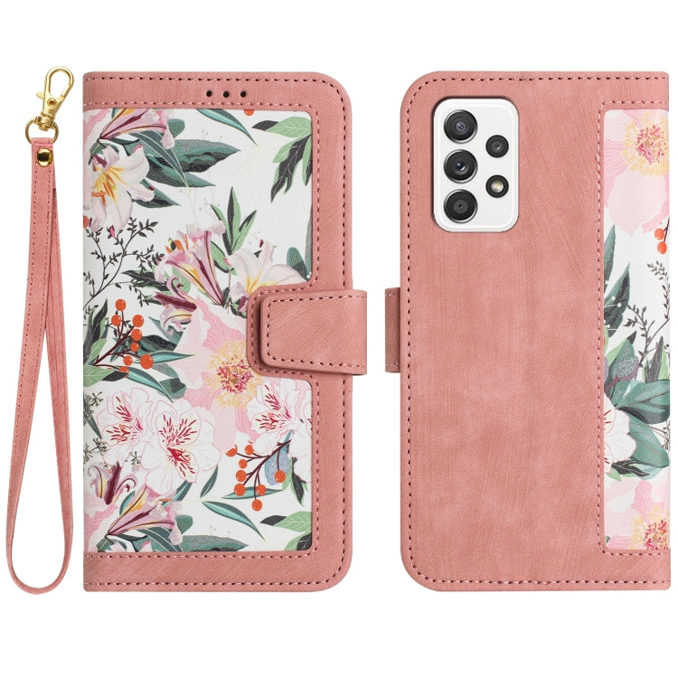 Custodia per telefono in pelle con motivo floreale e cordino, For Samsung Galaxy A33 5G, For Samsung Galaxy A13 5G / 4G, For Samsung Galaxy A22 5G, For Samsung Galaxy A72 5G / 4G