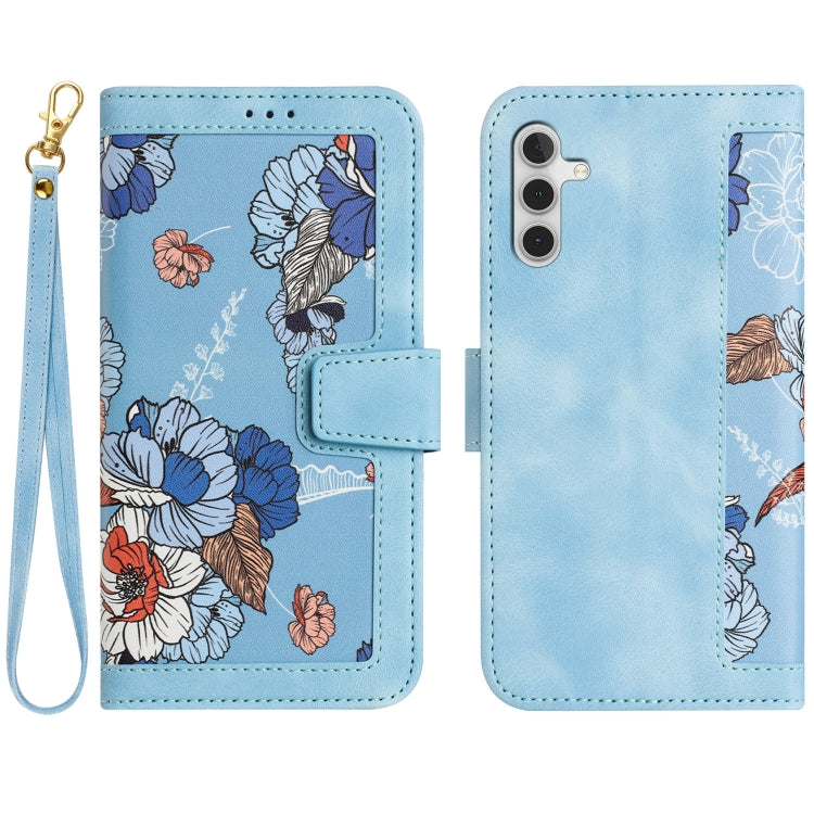Custodia per telefono in pelle con motivo floreale e cordino, For Samsung Galaxy A15 5G / 4G, For Samsung Galaxy A55, For Samsung Galaxy A35 5G, For Samsung Galaxy A05