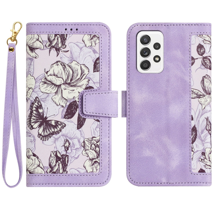 Custodia per telefono in pelle con motivo floreale e cordino, For Samsung Galaxy A52 5G / 4G, For Samsung Galaxy A32 5G