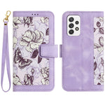Custodia per telefono in pelle con motivo floreale e cordino, For Samsung Galaxy A33 5G, For Samsung Galaxy A13 5G / 4G, For Samsung Galaxy A22 5G, For Samsung Galaxy A72 5G / 4G