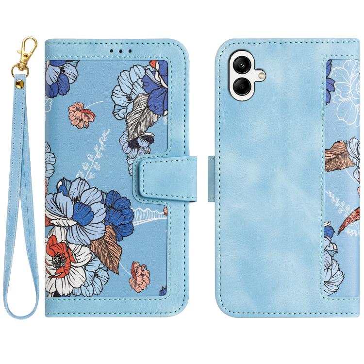Custodia per telefono in pelle con motivo floreale e cordino, For Galaxy A07 / A08 5G / 4G, For Galaxy A17 / A18 5G / 4G, For Samsung Galaxy A27 5G, For Samsung Galaxy A56 5G