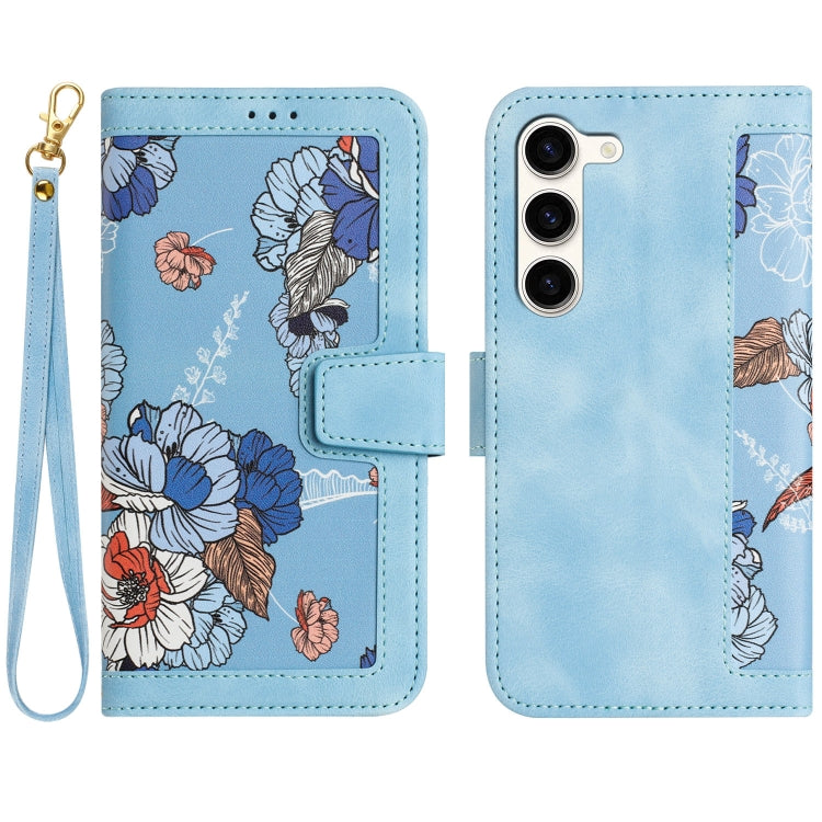 Custodia per telefono in pelle con motivo floreale e cordino, For Samsung Galaxy S24 5G, For Samsung Galaxy S23 FE 5G, For Samsung Galaxy S23 Ultra 5G, For Samsung Galaxy S23+ 5G