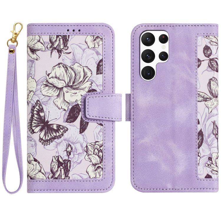 Custodia per telefono in pelle con motivo floreale e cordino, For Samsung Galaxy S23 5G, For Samsung Galaxy S20 FE, For Samsung Galaxy S22 Ultra 5G, For Samsung Galaxy S22+ 5G
