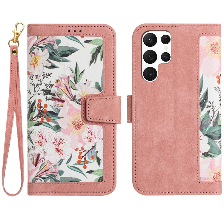 Custodia per telefono in pelle con motivo floreale e cordino, For Samsung Galaxy S23 5G, For Samsung Galaxy S20 FE, For Samsung Galaxy S22 Ultra 5G, For Samsung Galaxy S22+ 5G