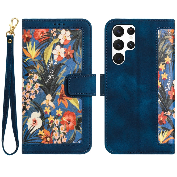 Custodia per telefono in pelle con motivo floreale e cordino, For Samsung Galaxy S23 5G, For Samsung Galaxy S20 FE, For Samsung Galaxy S22 Ultra 5G, For Samsung Galaxy S22+ 5G