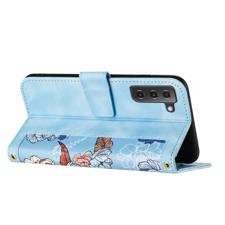 Custodia per telefono in pelle con motivo floreale e cordino, For Samsung Galaxy S22 5G, For Samsung Galaxy S21 FE 5G, For Samsung Galaxy S21 5G, For Samsung Galaxy S21+ 5G