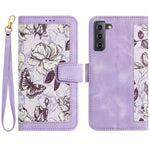 Custodia per telefono in pelle con motivo floreale e cordino, For Samsung Galaxy S22 5G, For Samsung Galaxy S21 FE 5G, For Samsung Galaxy S21 5G, For Samsung Galaxy S21+ 5G