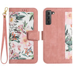 Custodia per telefono in pelle con motivo floreale e cordino, For Samsung Galaxy S22 5G, For Samsung Galaxy S21 FE 5G, For Samsung Galaxy S21 5G, For Samsung Galaxy S21+ 5G