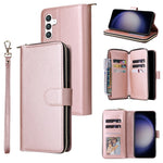 Portafoglio con cerniera e 9 scomparti per carte, custodia in pelle per telefono, For Galaxy S25 FE 5G, For Galaxy S25 Edge 5G, For Galaxy S25 5G, For Galaxy S25+ 5G