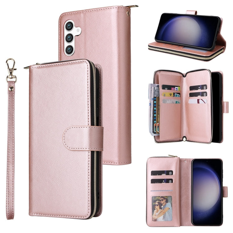 Portafoglio con cerniera e 9 scomparti per carte, custodia in pelle per telefono, For Galaxy S25 FE 5G, For Galaxy S25 Edge 5G, For Galaxy S25 5G, For Galaxy S25+ 5G