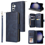 Portafoglio con cerniera e 9 scomparti per carte, custodia in pelle per telefono, For Galaxy S25 FE 5G, For Galaxy S25 Edge 5G, For Galaxy S25 5G, For Galaxy S25+ 5G