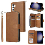 Portafoglio con cerniera e 9 scomparti per carte, custodia in pelle per telefono, For Galaxy S25 FE 5G, For Galaxy S25 Edge 5G, For Galaxy S25 5G, For Galaxy S25+ 5G
