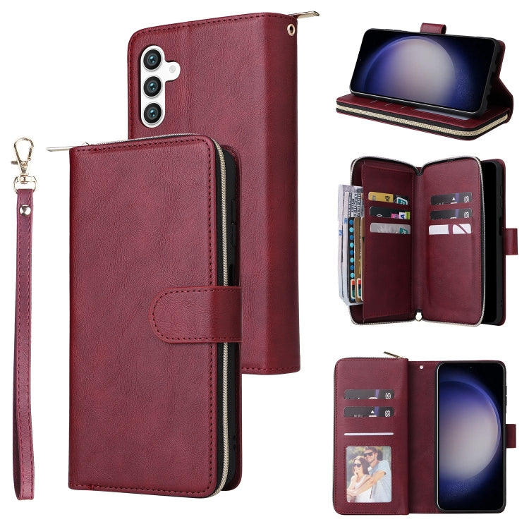 Portafoglio con cerniera e 9 scomparti per carte, custodia in pelle per telefono, For Galaxy S25 FE 5G, For Galaxy S25 Edge 5G, For Galaxy S25 5G, For Galaxy S25+ 5G