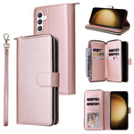 Portafoglio con cerniera e 9 scomparti per carte, custodia in pelle per telefono, For Galaxy S25 FE 5G, For Galaxy S25 Edge 5G, For Galaxy S25 5G, For Galaxy S25+ 5G