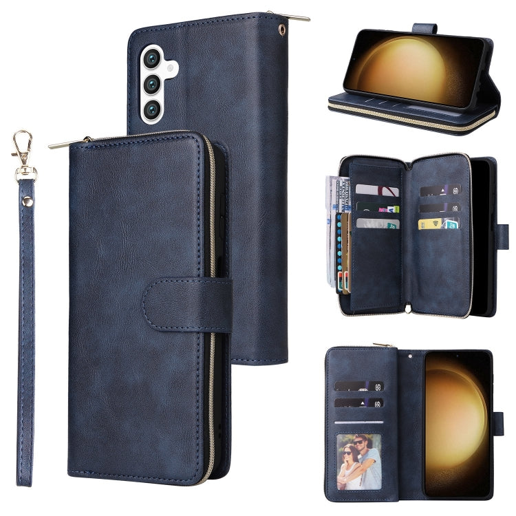 Portafoglio con cerniera e 9 scomparti per carte, custodia in pelle per telefono, For Galaxy S25 FE 5G, For Galaxy S25 Edge 5G, For Galaxy S25 5G, For Galaxy S25+ 5G