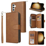 Portafoglio con cerniera e 9 scomparti per carte, custodia in pelle per telefono, For Galaxy S25 FE 5G, For Galaxy S25 Edge 5G, For Galaxy S25 5G, For Galaxy S25+ 5G