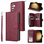 Portafoglio con cerniera e 9 scomparti per carte, custodia in pelle per telefono, For Galaxy S25 FE 5G, For Galaxy S25 Edge 5G, For Galaxy S25 5G, For Galaxy S25+ 5G