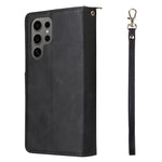 Portafoglio con cerniera e 9 scomparti per carte, custodia in pelle per telefono, For Galaxy S25 Ultra 5G