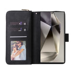 Portafoglio con cerniera e 9 scomparti per carte, custodia in pelle per telefono, For Galaxy S25 Ultra 5G