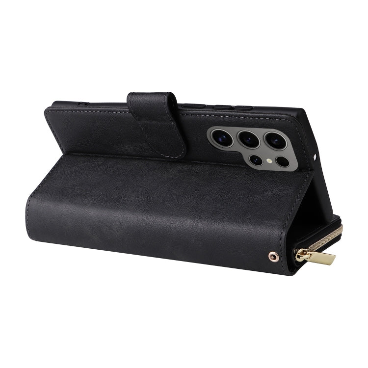 Portafoglio con cerniera e 9 scomparti per carte, custodia in pelle per telefono, For Galaxy S25 Ultra 5G