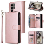 Portafoglio con cerniera e 9 scomparti per carte, custodia in pelle per telefono, For Galaxy S25 Ultra 5G
