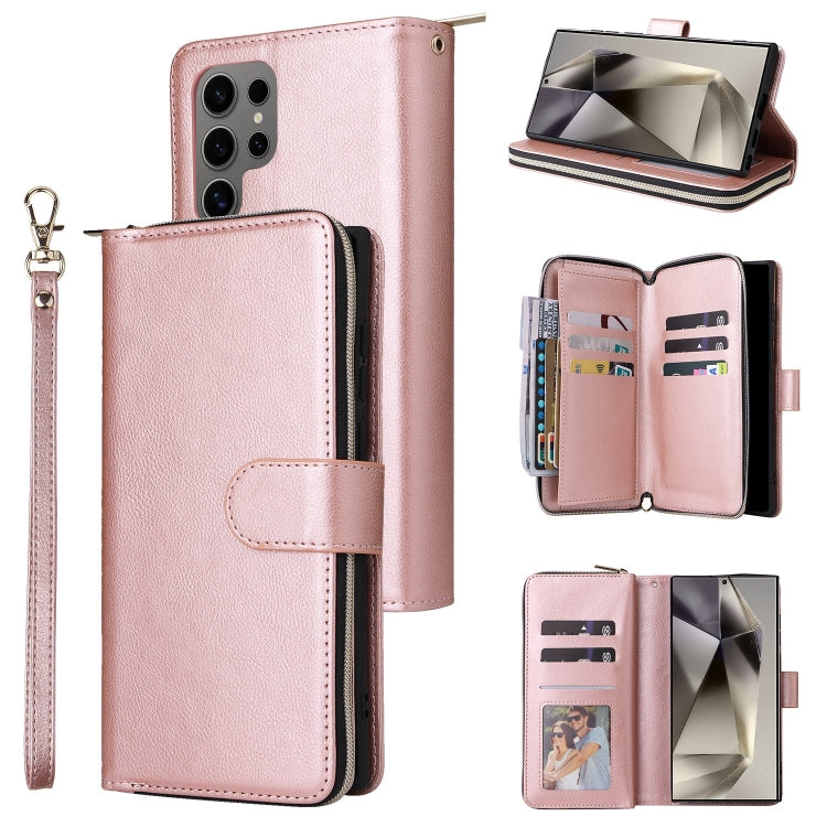 Portafoglio con cerniera e 9 scomparti per carte, custodia in pelle per telefono, For Galaxy S25 Ultra 5G