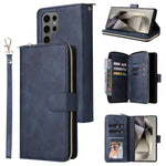 Portafoglio con cerniera e 9 scomparti per carte, custodia in pelle per telefono, For Galaxy S25 Ultra 5G