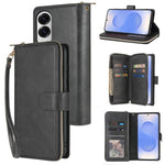 Portafoglio con cerniera e 9 scomparti per carte, custodia in pelle per telefono, For Galaxy S25 FE 5G, For Galaxy S25 Edge 5G, For Galaxy S25 5G, For Galaxy S25+ 5G