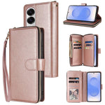 Portafoglio con cerniera e 9 scomparti per carte, custodia in pelle per telefono, For Galaxy S25 FE 5G, For Galaxy S25 Edge 5G, For Galaxy S25 5G, For Galaxy S25+ 5G