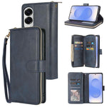 Portafoglio con cerniera e 9 scomparti per carte, custodia in pelle per telefono, For Galaxy S25 FE 5G, For Galaxy S25 Edge 5G, For Galaxy S25 5G, For Galaxy S25+ 5G