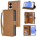 Portafoglio con cerniera e 9 scomparti per carte, custodia in pelle per telefono, For Galaxy S25 FE 5G, For Galaxy S25 Edge 5G, For Galaxy S25 5G, For Galaxy S25+ 5G