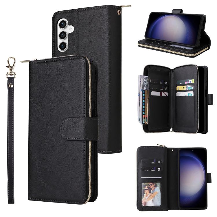 Portafoglio con cerniera e 9 scomparti per carte, custodia in pelle per telefono, For Galaxy S25 FE 5G, For Galaxy S25 Edge 5G, For Galaxy S25 5G, For Galaxy S25+ 5G