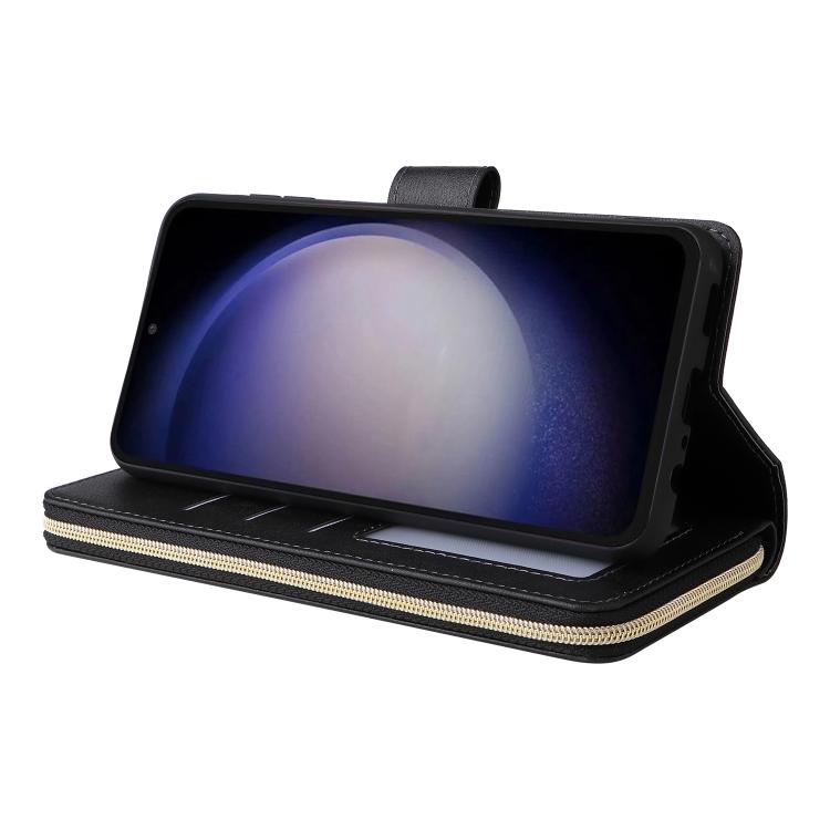 Portafoglio con cerniera e 9 scomparti per carte, custodia in pelle per telefono, For Galaxy S25 FE 5G, For Galaxy S25 Edge 5G, For Galaxy S25 5G, For Galaxy S25+ 5G