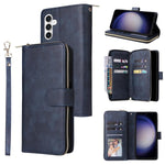 Portafoglio con cerniera e 9 scomparti per carte, custodia in pelle per telefono, For Galaxy S25 FE 5G, For Galaxy S25 Edge 5G, For Galaxy S25 5G, For Galaxy S25+ 5G