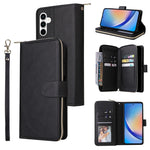 Portafoglio con cerniera e 9 scomparti per carte, custodia in pelle per telefono, For Galaxy A35 5G