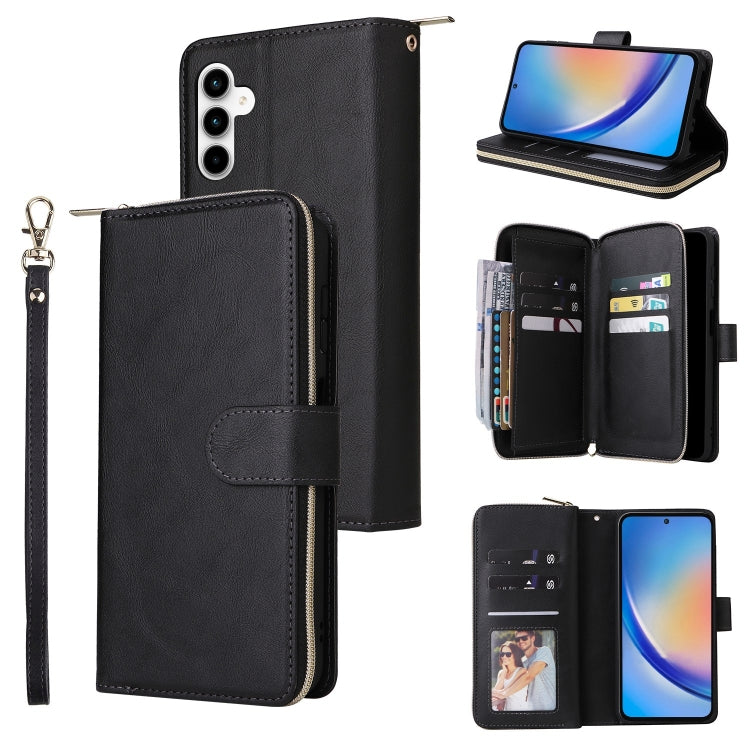 Portafoglio con cerniera e 9 scomparti per carte, custodia in pelle per telefono, For Galaxy A35 5G