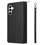 Portafoglio con cerniera e 9 scomparti per carte, custodia in pelle per telefono, For Galaxy A35 5G