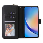 Portafoglio con cerniera e 9 scomparti per carte, custodia in pelle per telefono, For Galaxy A35 5G
