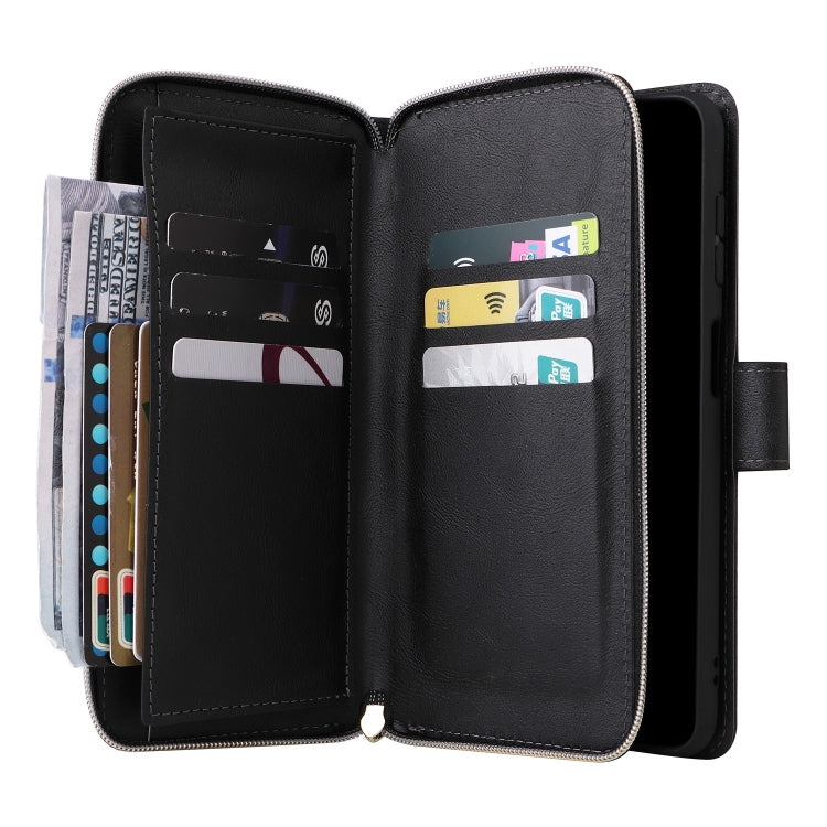 Portafoglio con cerniera e 9 scomparti per carte, custodia in pelle per telefono, For Galaxy A35 5G