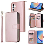 Portafoglio con cerniera e 9 scomparti per carte, custodia in pelle per telefono, For Galaxy A35 5G