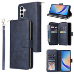 Portafoglio con cerniera e 9 scomparti per carte, custodia in pelle per telefono, For Galaxy A35 5G